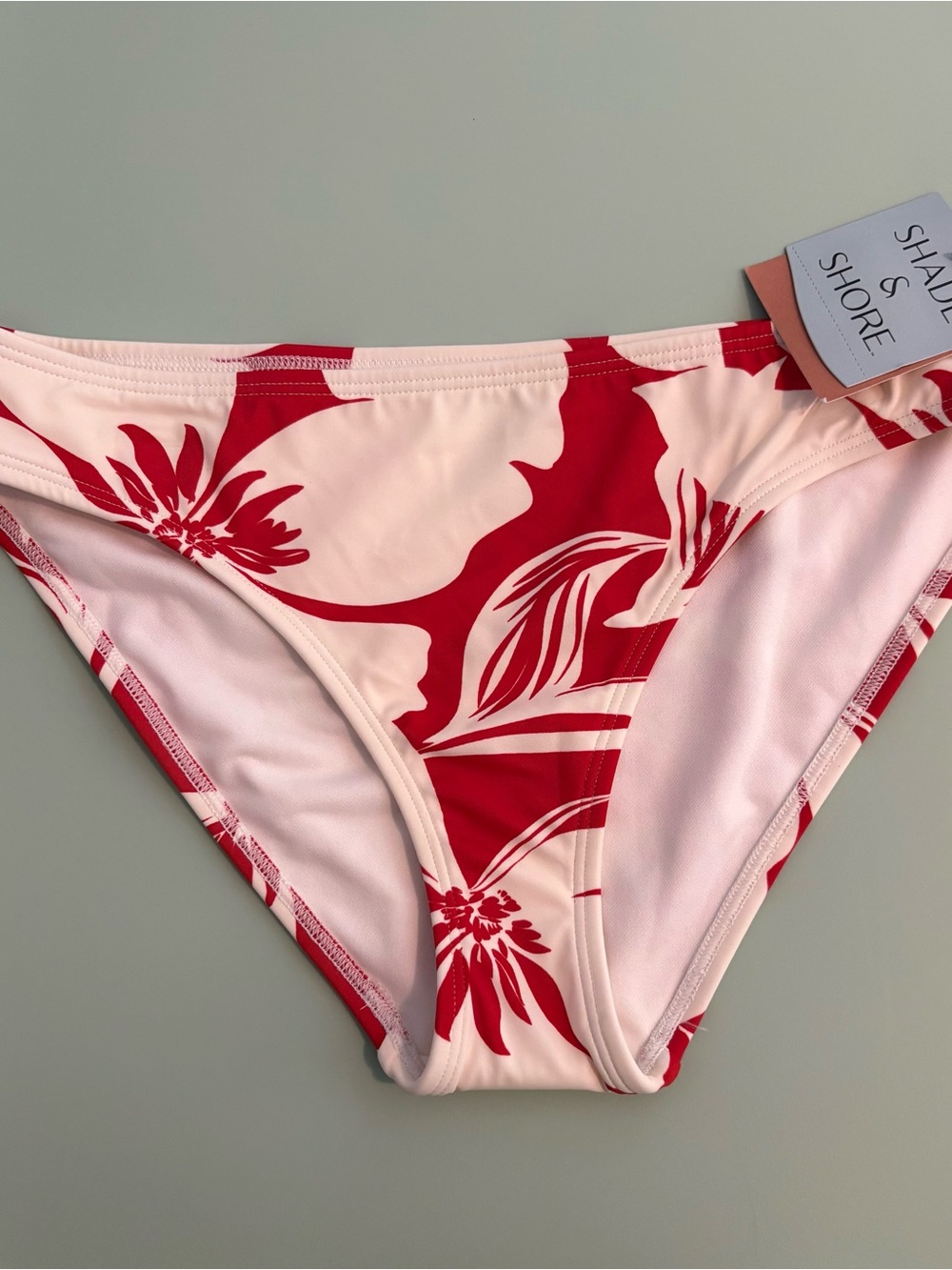 Shade & Shore Bikini Bottom Women’s Size Small 4-6 NWT Red & White Floral Print